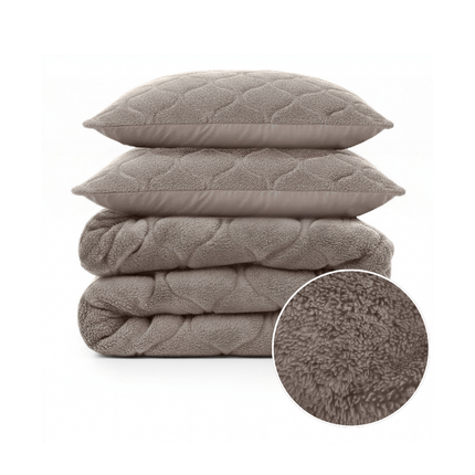 Lazy Dekbed Zonder Overtrek - Teddy - Taupe/Grijs
