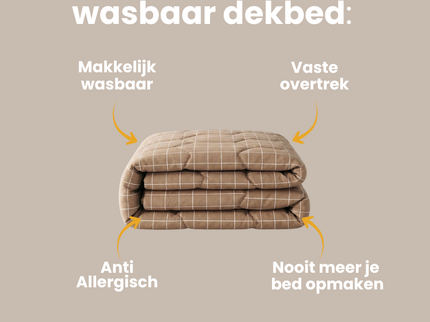 Easy Dekbed Zonder Overtrek - Squares - Taupe