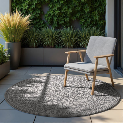 Dubbelzijdig Buitenkleed Kona Rond - Wit/Grijs