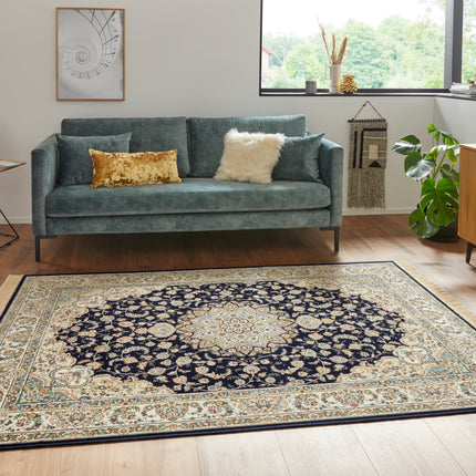 Vloerkleed Antik Nain  - donkerblauw, creme