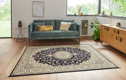 Vloerkleed Antik Nain  - donkerblauw, creme