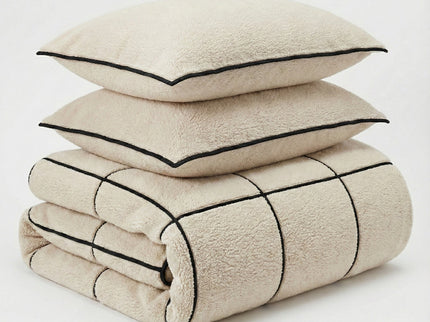 Dekbedovertrek Teddy Trim - Beige / Zwart