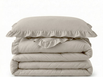 Lazy Dekbed Zonder Overtrek Ruffles - Taupe/Grijs