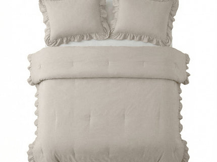Lazy Dekbed Zonder Overtrek Ruffles - Taupe/Grijs