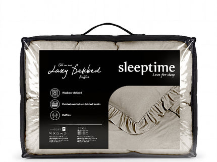 Lazy Dekbed Zonder Overtrek Ruffles - Taupe/Grijs