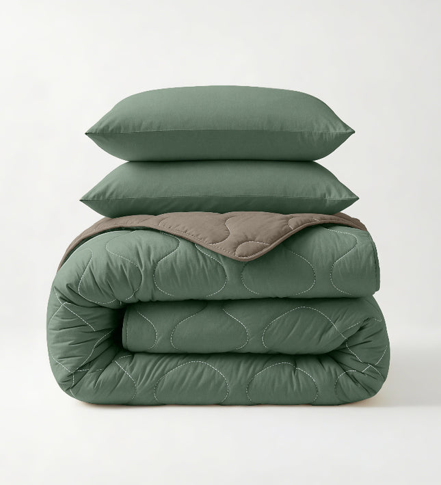 Lazy Dekbed Zonder Overtrek - Groen/Kaki