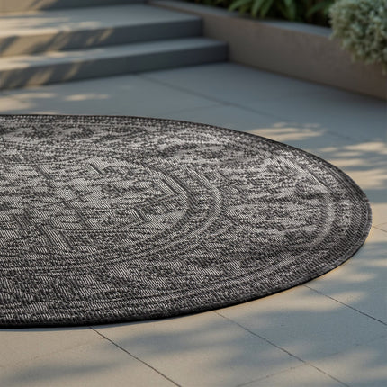Dubbelzijdig Buitenkleed Kona Rond - Zwart
