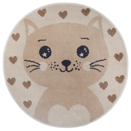 Vloerkleed Cat Rond - beige - ø 140 cm