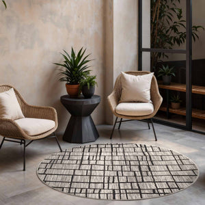 Ted Baker Vloerkleed Crouch Rond - Zwart Wit