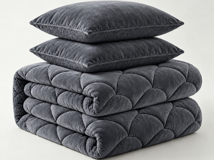 Lazy Dekbed Zonder Overtrek Teddy en Velvet - Antraciet