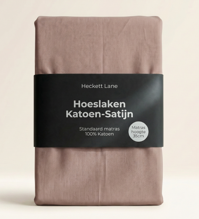 Hoeslaken Katoen-Satijn - Licht Rosé