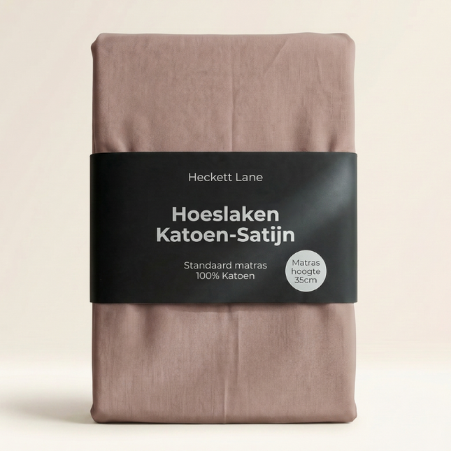 Hoeslaken Katoen-Satijn - Licht Rosé