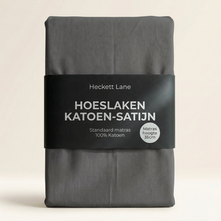 Hoeslaken Katoen-Satijn - Antraciet