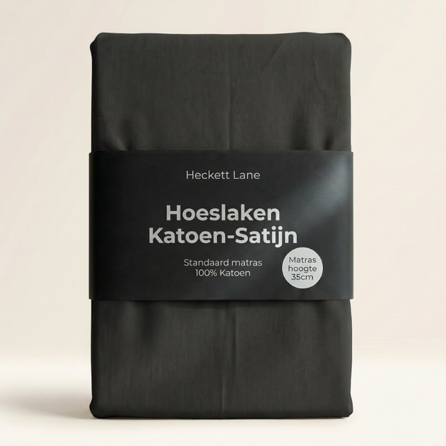 Hoeslaken Katoen-Satijn - Zwart
