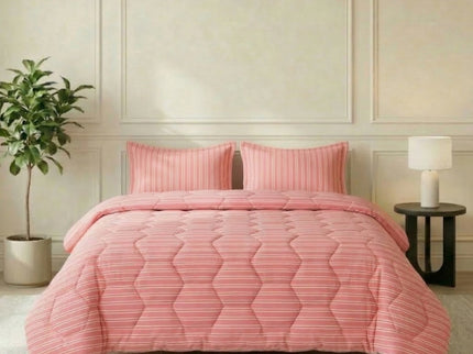 Easy Dekbed Zonder Overtrek - Double Stripe - Roze