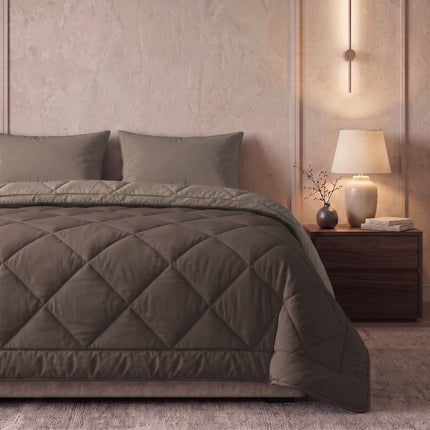 Easy Dekbed Zonder Overtrek Double Face - Bruin/Taupe
