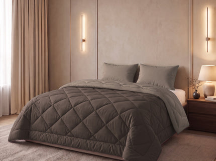 Easy Dekbed Zonder Overtrek Double Face - Bruin/Taupe