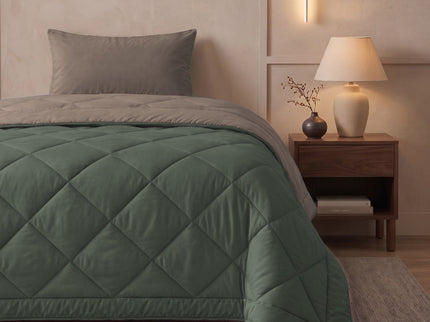 Easy Dekbed Zonder Overtrek Double Face - Groen/Taupe
