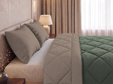 Easy Dekbed Zonder Overtrek Double Face - Groen/Taupe