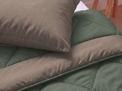 Easy Dekbed Zonder Overtrek Double Face - Groen/Taupe