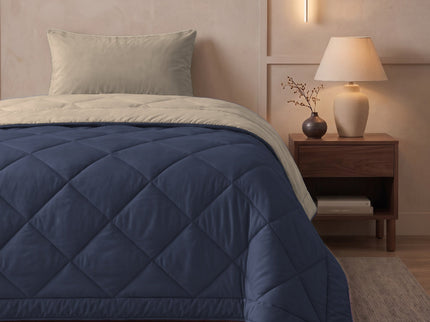 Easy Dekbed Zonder Overtrek Double Face - Navy/Beige