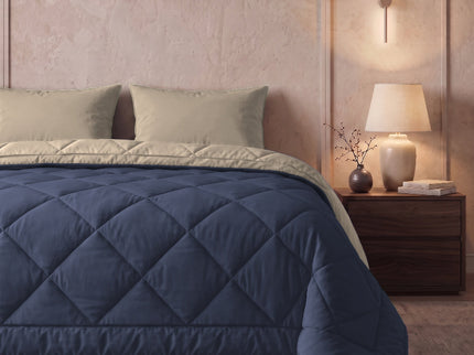 Easy Dekbed Zonder Overtrek Double Face - Navy/Beige