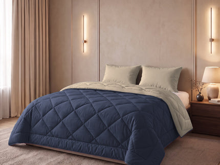 Easy Dekbed Zonder Overtrek Double Face - Navy/Beige