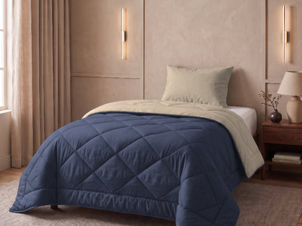 Easy Dekbed Zonder Overtrek Double Face - Navy/Beige