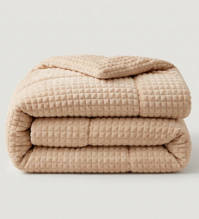 Easy Dekbed Zonder Overtrek Teddy Check - Beige