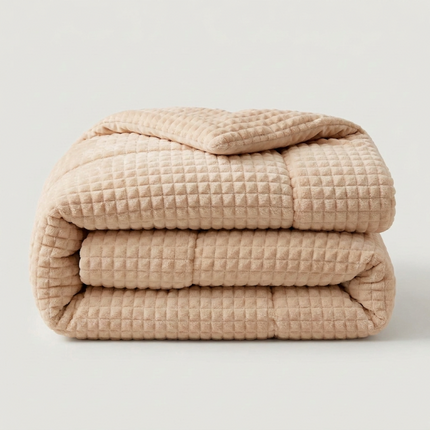 Easy Dekbed Zonder Overtrek Teddy Check - Beige