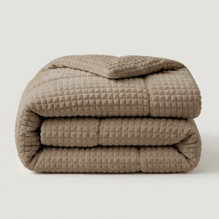 Easy Dekbed Zonder Overtrek Teddy Check - Taupe
