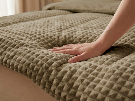 Easy Dekbed Zonder Overtrek Teddy Check - Taupe