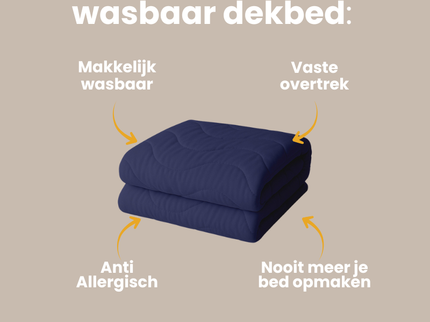 Easy Dekbed Zonder Overtrek Wave Uni - Navy