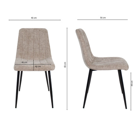 Set van 4 - Eetkamerstoel Sem - Champagne