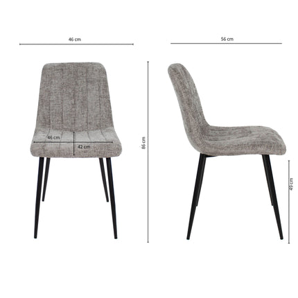 Set van 4 - Eetkamerstoel Sem - Grijs