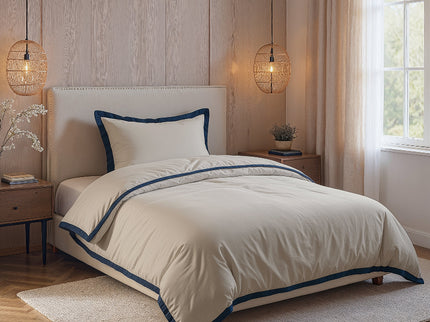 Dekbedovertrek Percale-Katoen - Hotel Emilio - Beige/Navy