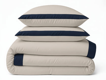 Dekbedovertrek Percale-Katoen - Hotel Emilio - Beige/Navy