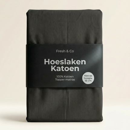 Topper Hoeslaken - Katoen - Zwart