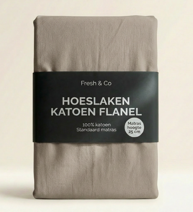 Hoeslaken Katoen Flanel - Truffel