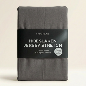 Splittopper Hoeslaken - Katoen Jersey Stretch - Antraciet