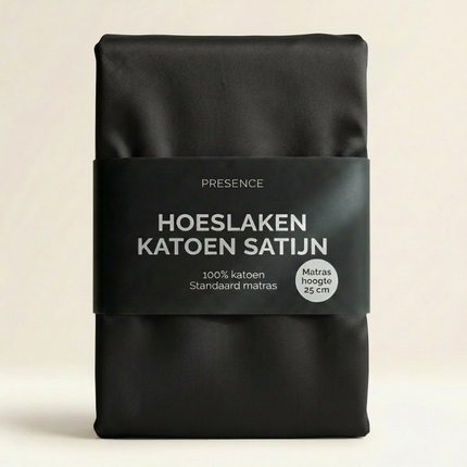 Hoeslaken - Katoen Satijn - Zwart
