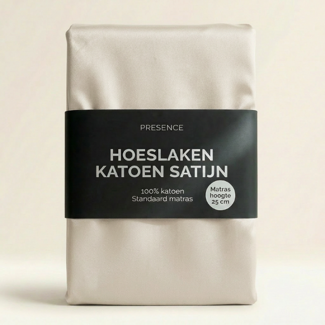 Hoeslaken - Katoen Satijn - Crème
