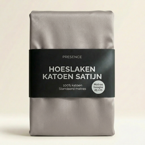 Hoeslaken Katoen Satijn Uni - Grijs