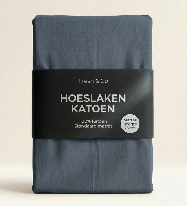 Hoeslaken  - Katoen - Navy