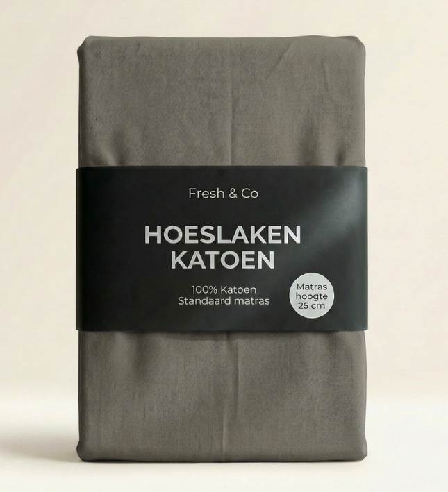 Hoeslaken - Katoen - Truffel