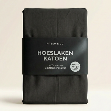 Splittopper Hoeslaken - Katoen - Zwart