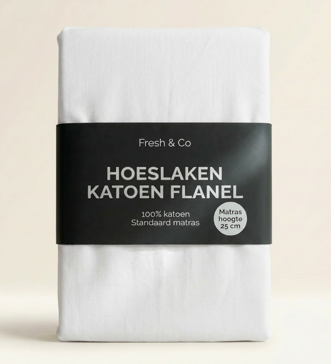 Hoeslaken - Katoen Flanel - Wit