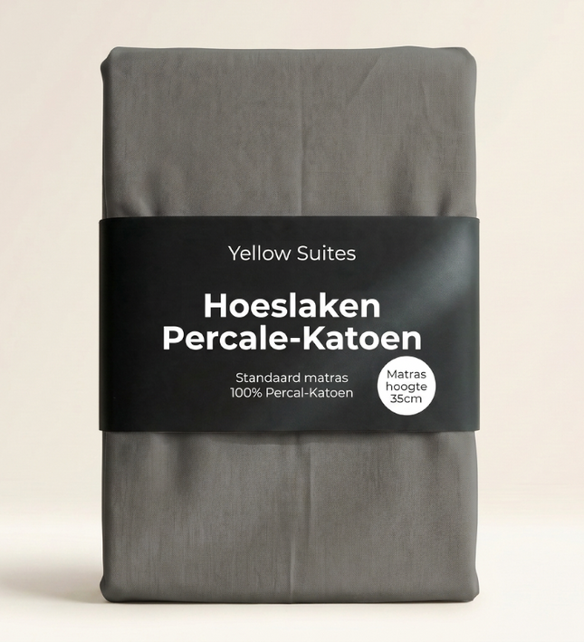 Hoeslakens-Percale-Katoen-Donkergrijs