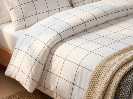 Dekbedovertrek Percale-Katoen - Squared Wit