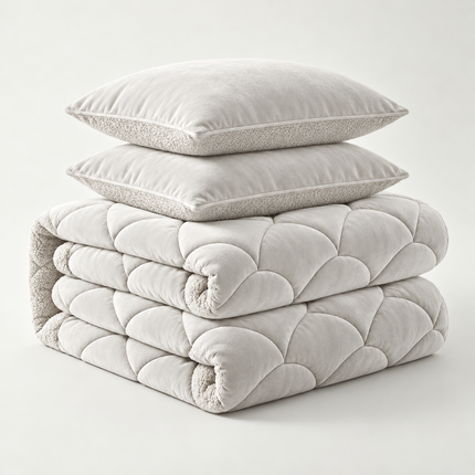 Lazy Dekbed Zonder Overtrek Teddy en Velvet - Beige